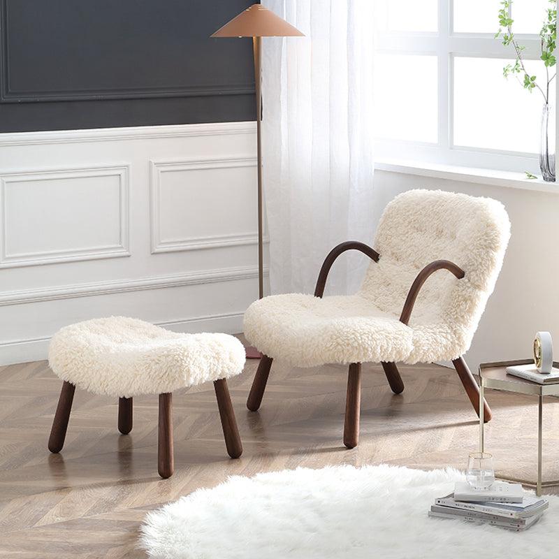 Philip Arc Sheepskin Armchair And Ottoman, White Wool | Weilai Concept