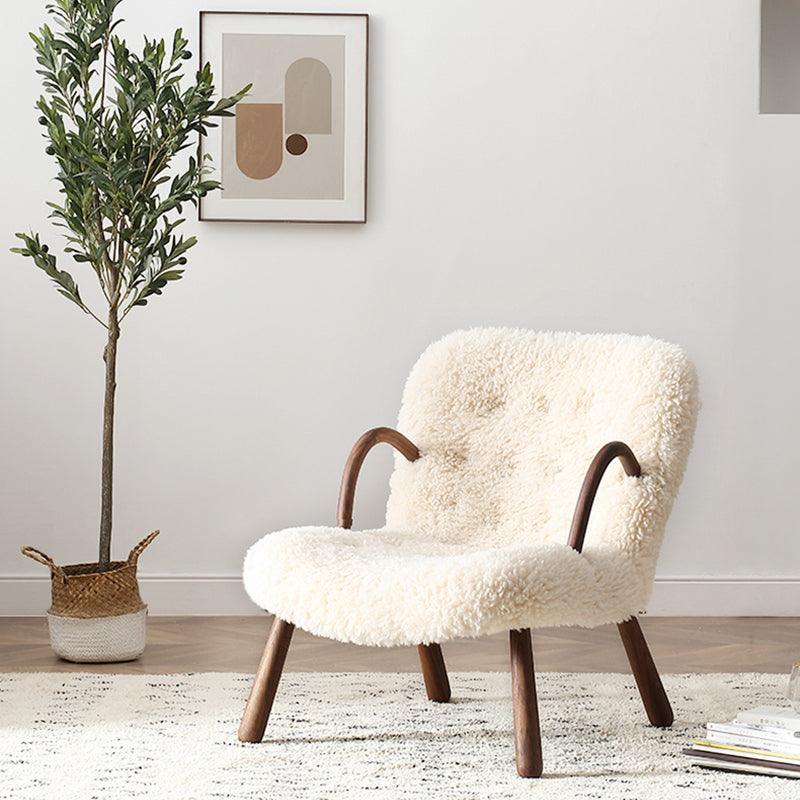 Philip Arc Sheepskin Armchair And Ottoman, White Wool | Weilai Concept