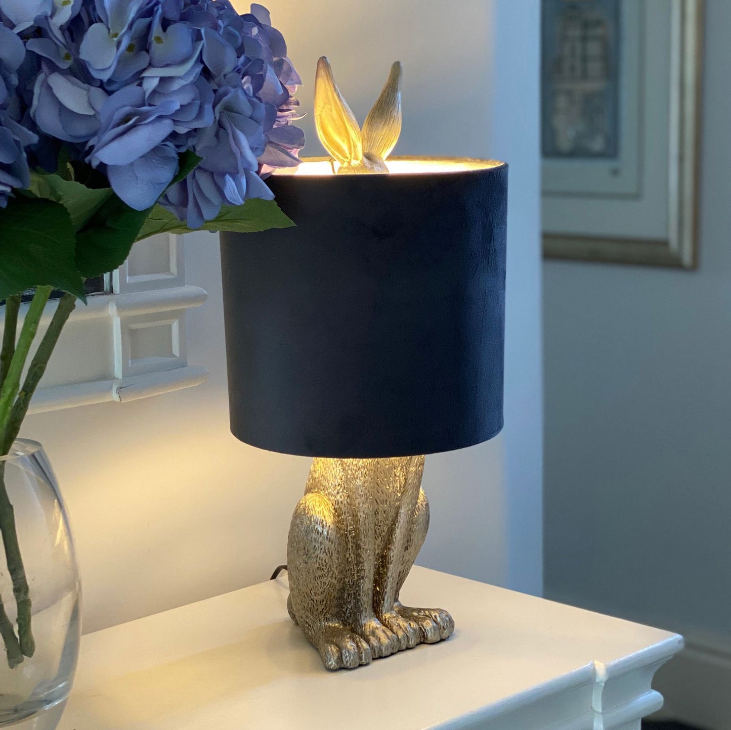 Hare Table Lamp With Grey Velvet Shade