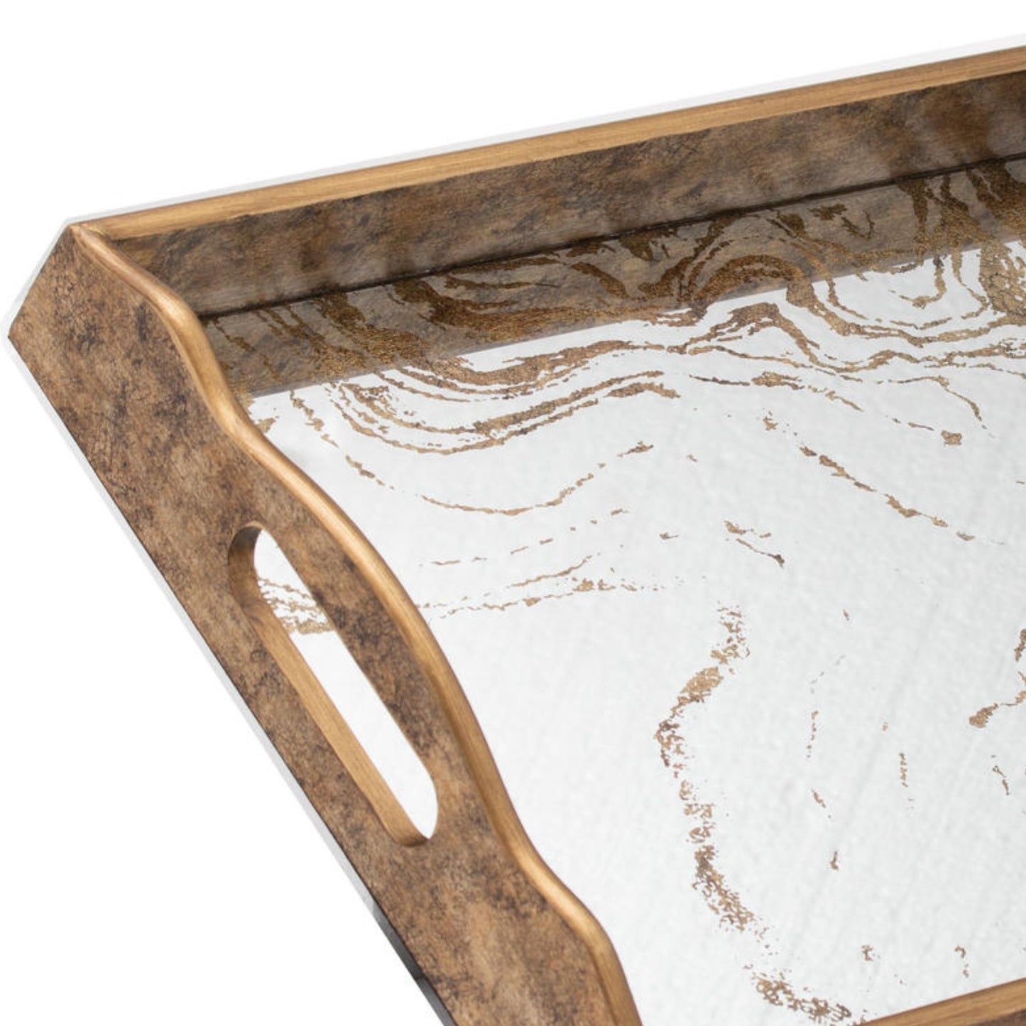 Augustus Mirrored Tray With Marbling Effect