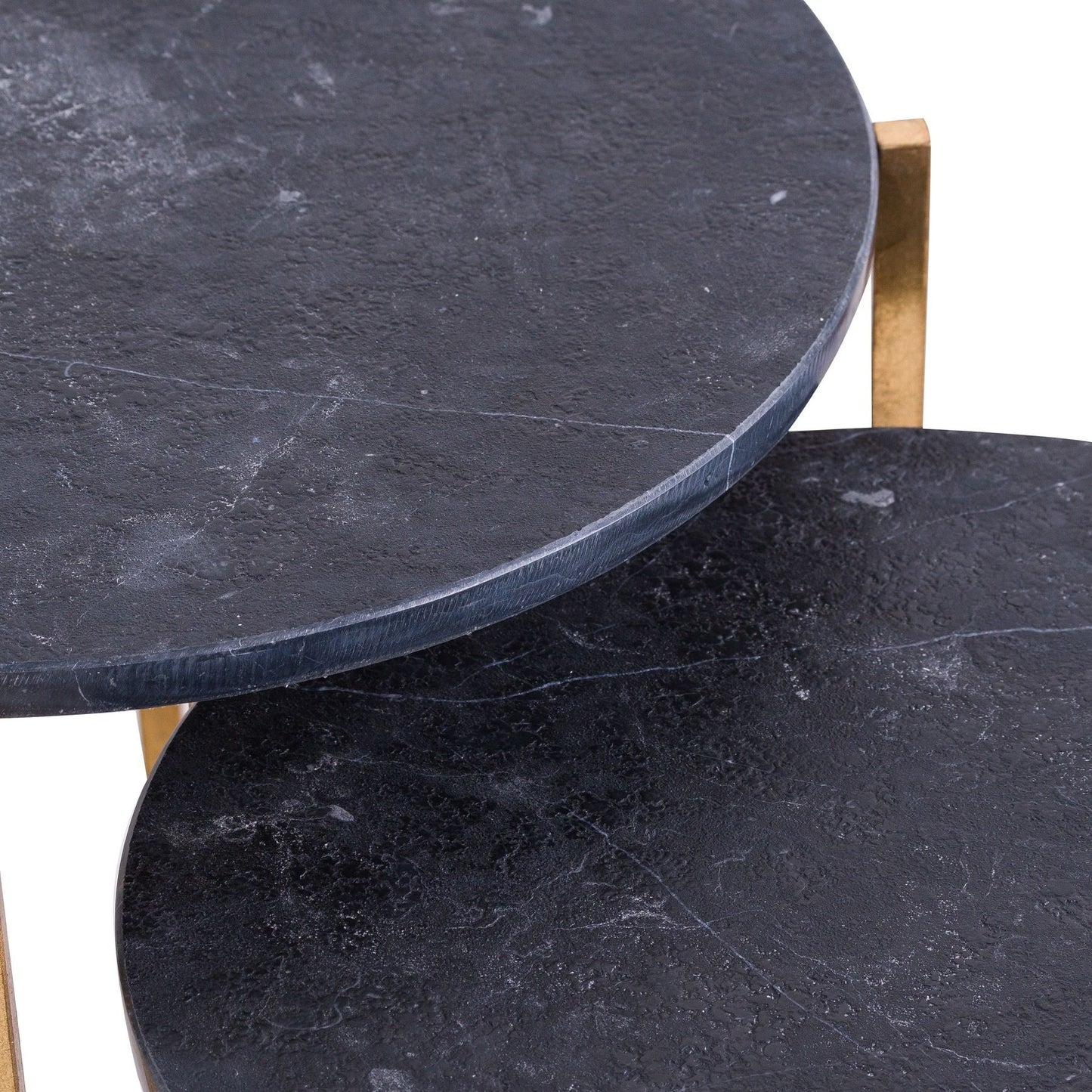 Alfred Set of Two Gold And Black Marble Tables