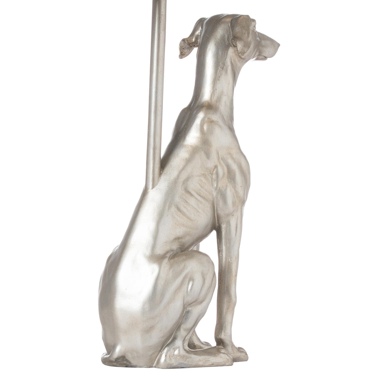 William The Whippet Silver Table Lamp With Grey Velvet Shade