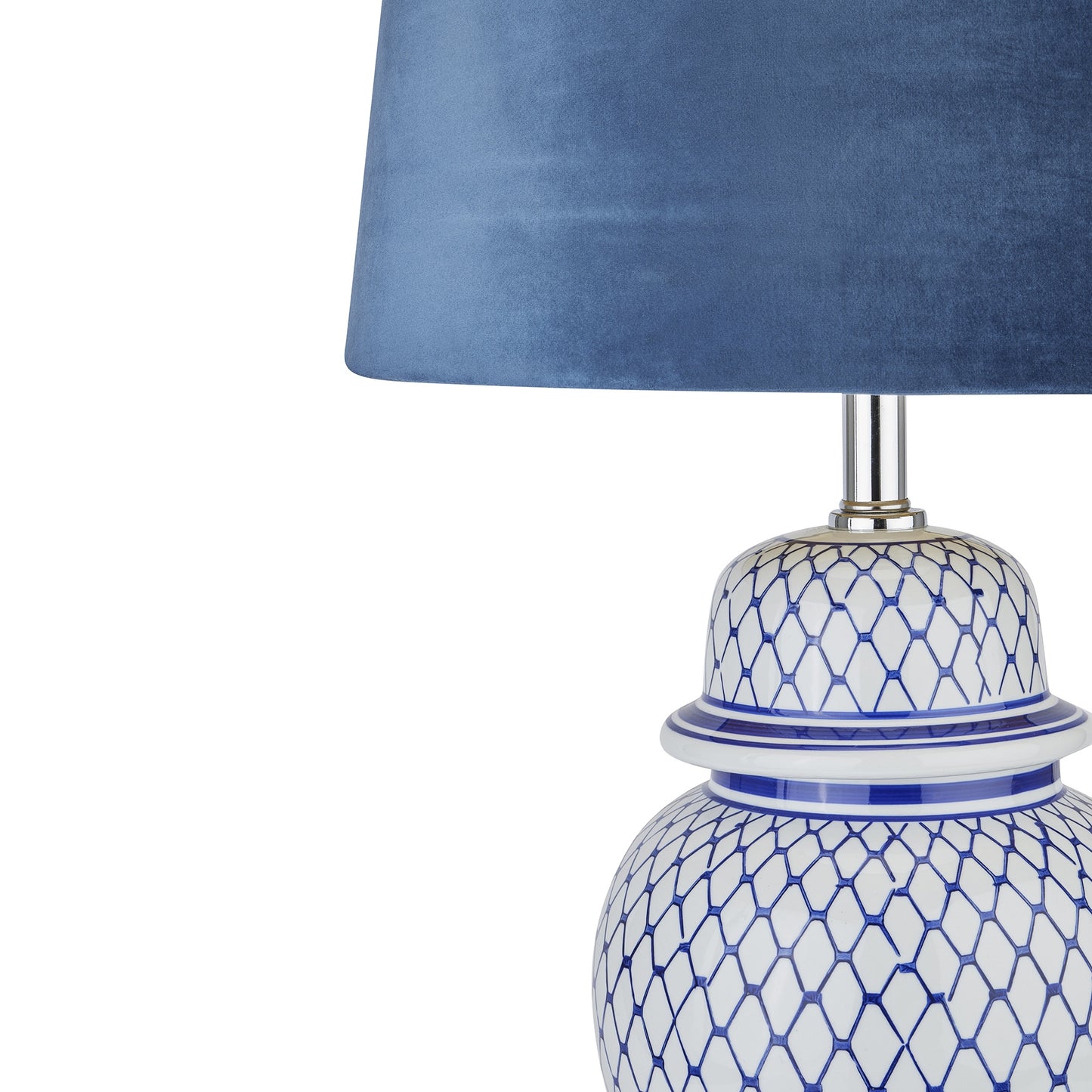 Malabar Lamp With Blue Velvet Shade