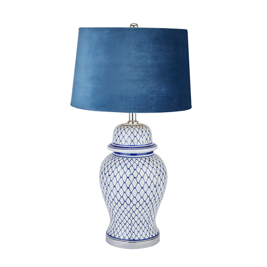 Malabar Lamp With Blue Velvet Shade