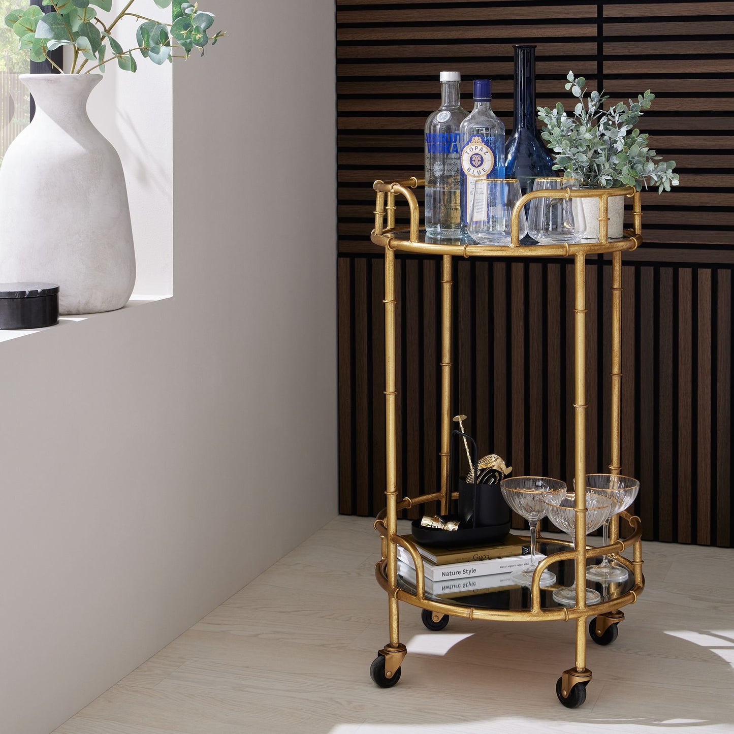 Henry Gold Round Drinks Trolley