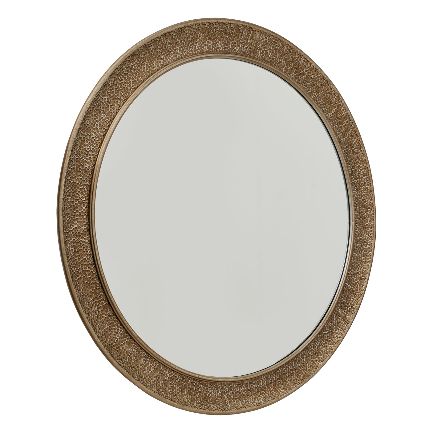 Hammered Large Brass Wall Mirror 120cm