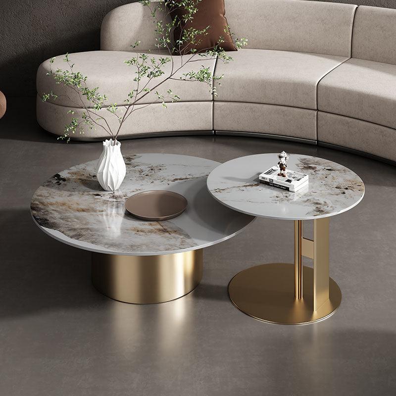 Coar Nesting Coffee Table Set, Gold & Grey | Weilai Concept