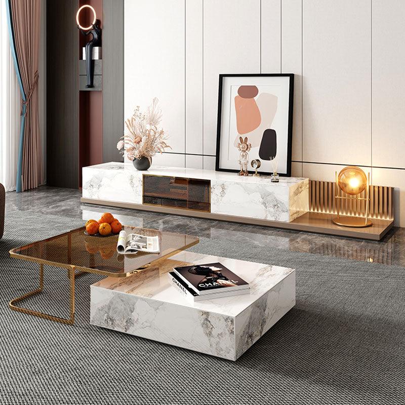 AnMoo Nesting Coffee Table Set With TV Stand, Golden Leg | Weilai Concept