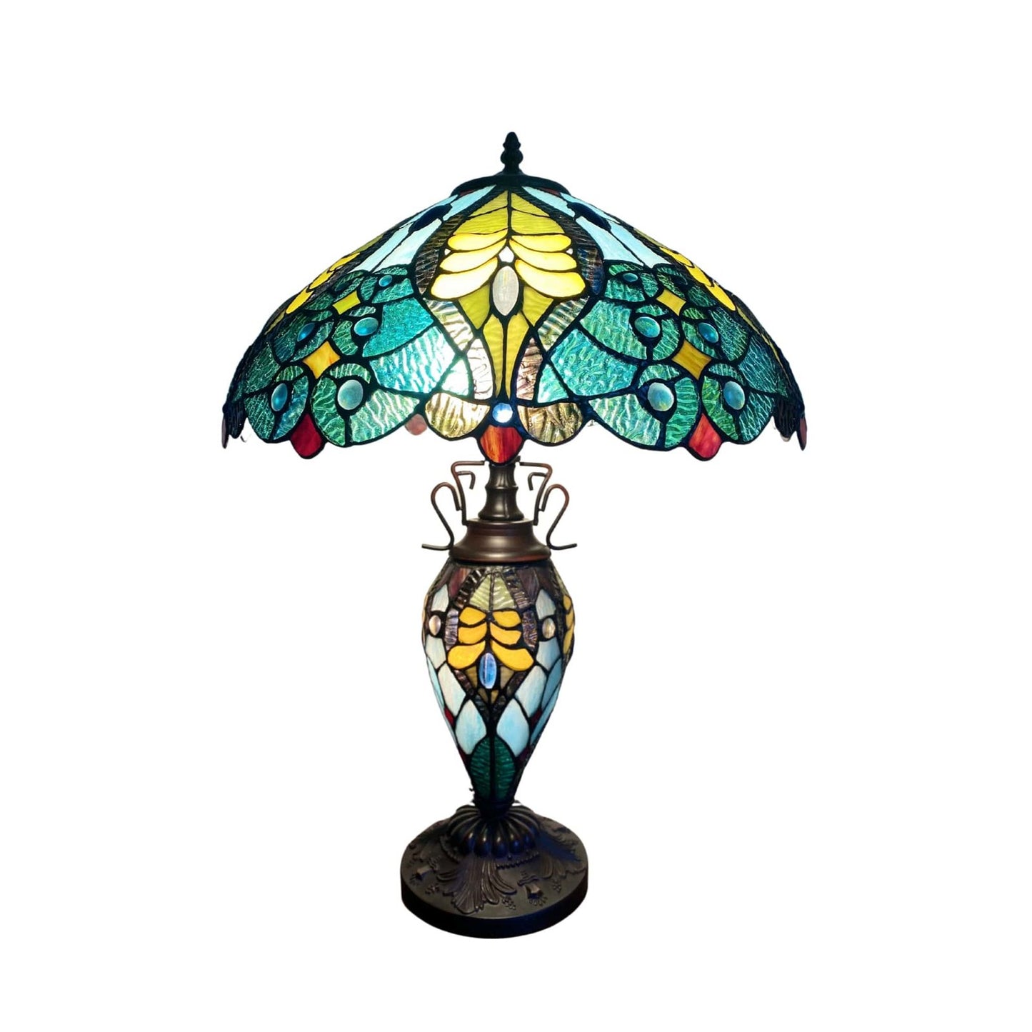 Green & Yellow Double Tiffany Lamp 68cm