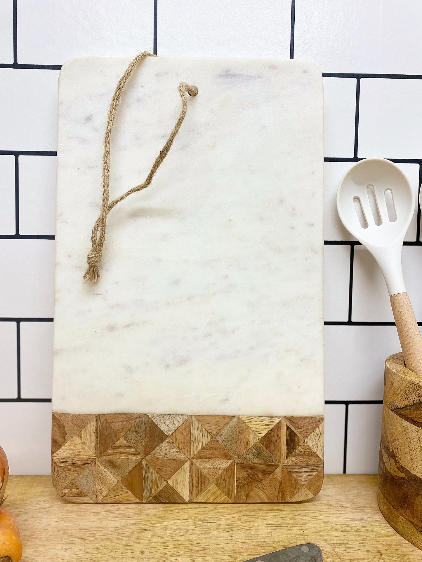 Marble and Patterned Wood Chopping Board