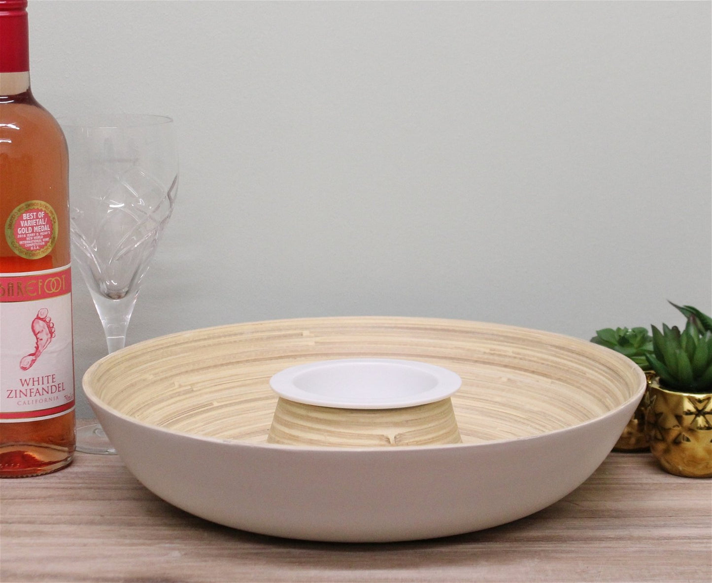 Natural Bamboo Chip & Dip Dish