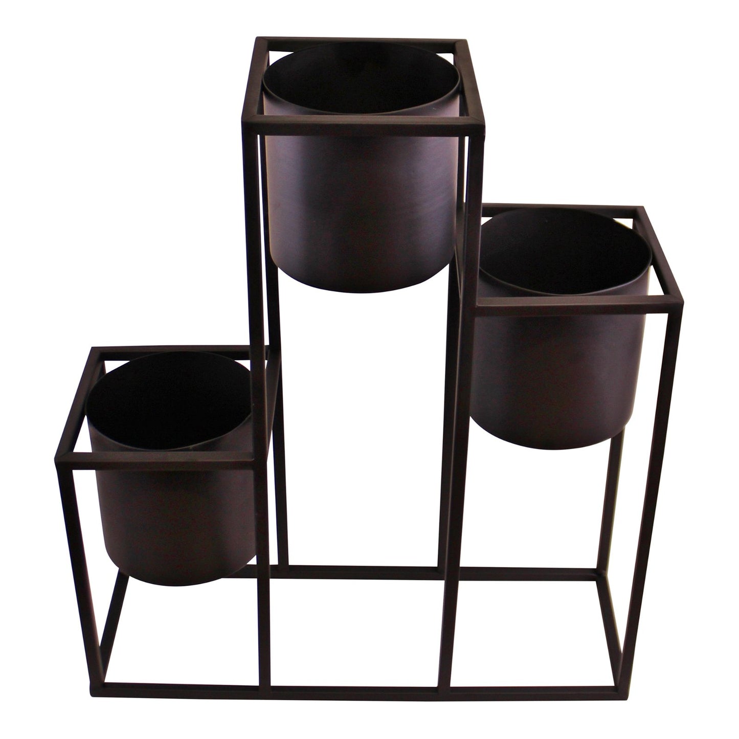 Hype Multi Level Triple Black Metal Planter