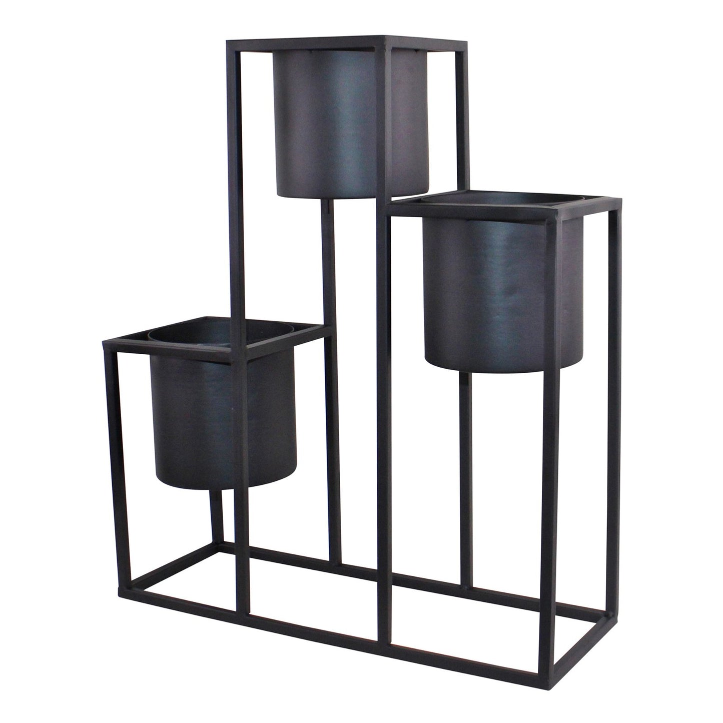 Hype Multi Level Triple Black Metal Planter