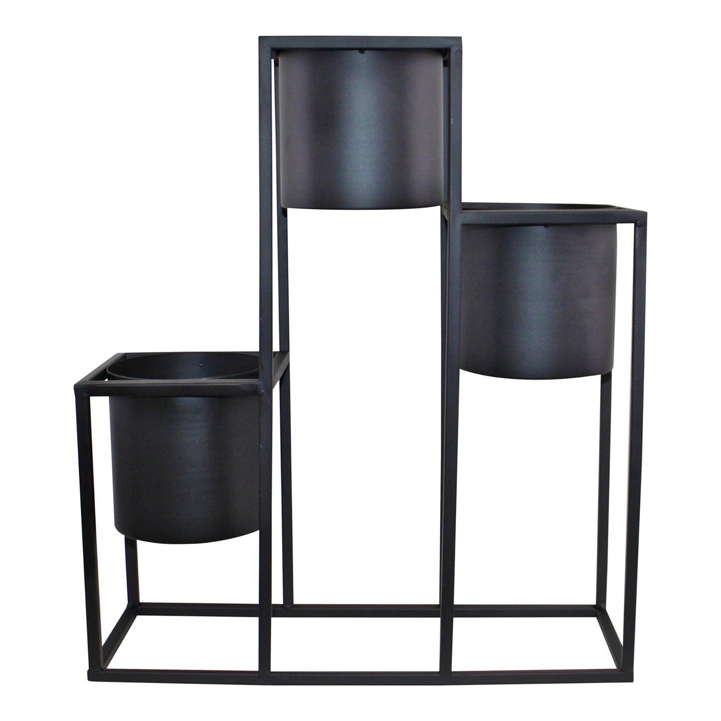 Hype Multi Level Triple Black Metal Planter