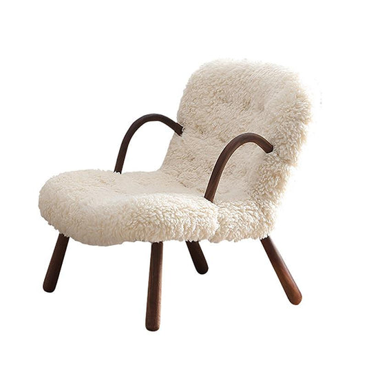 Philip Arc Sheepskin Armchair And Ottoman, White Wool | Weilai Concept