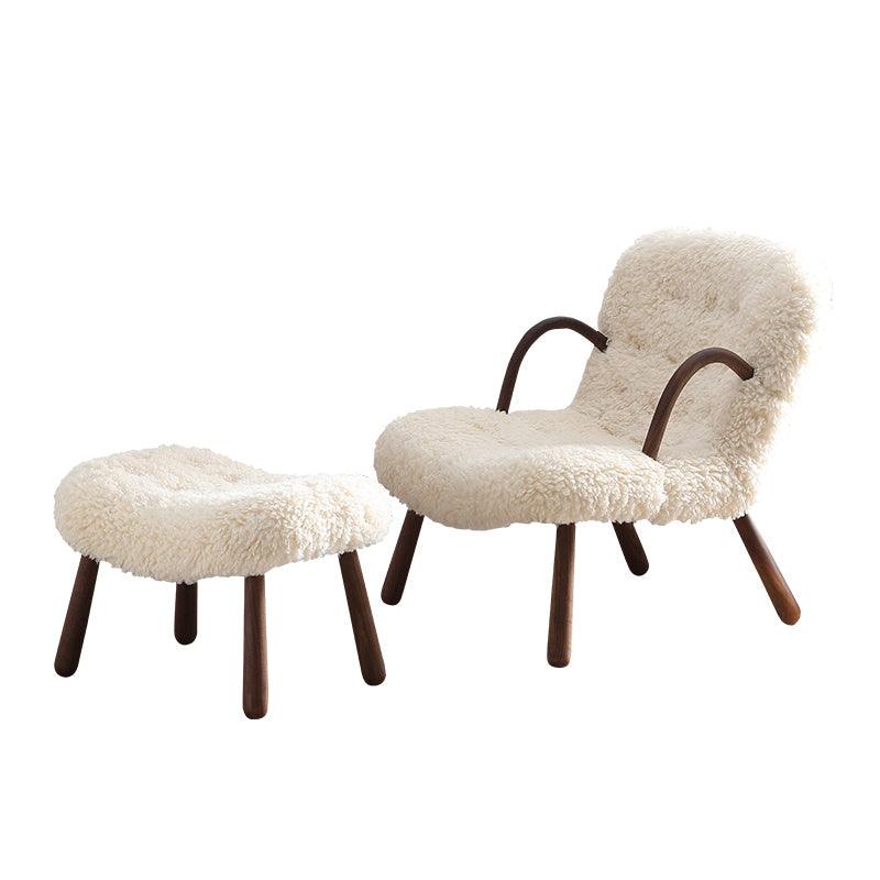 Philip Arc Sheepskin Armchair And Ottoman, White Wool | Weilai Concept