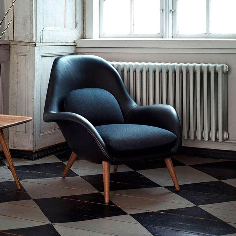 Fredericia Swoon Armchair And Footstool, Velvet | Weilai Concept