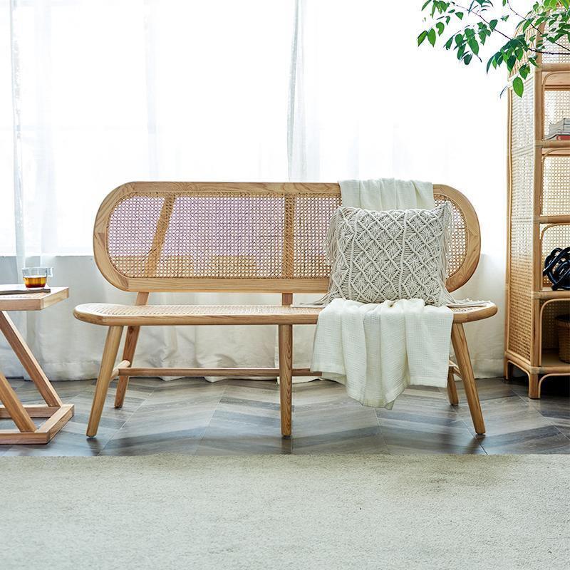 Cane Rattan Bench, Oak | Weilai Concept