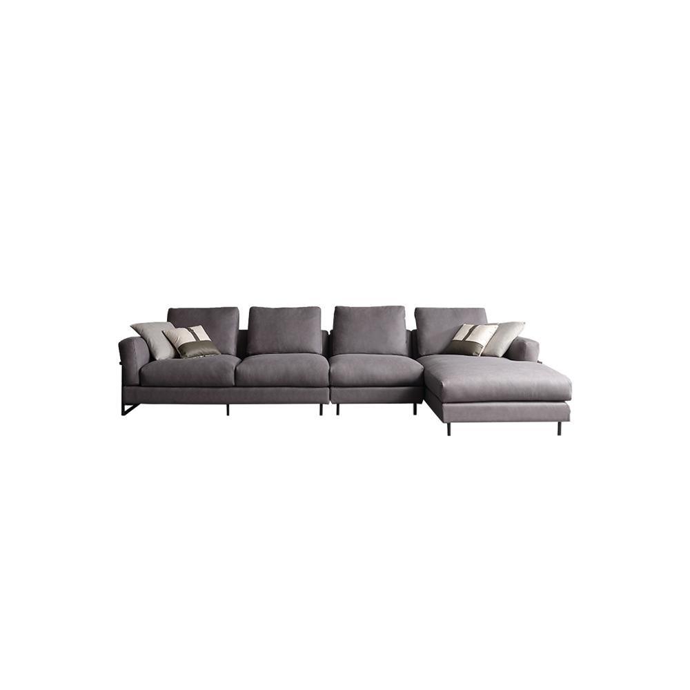 H92 Grey Four Seater Corner Sofa, Real Leather, Multiple Color | Weilai Concept