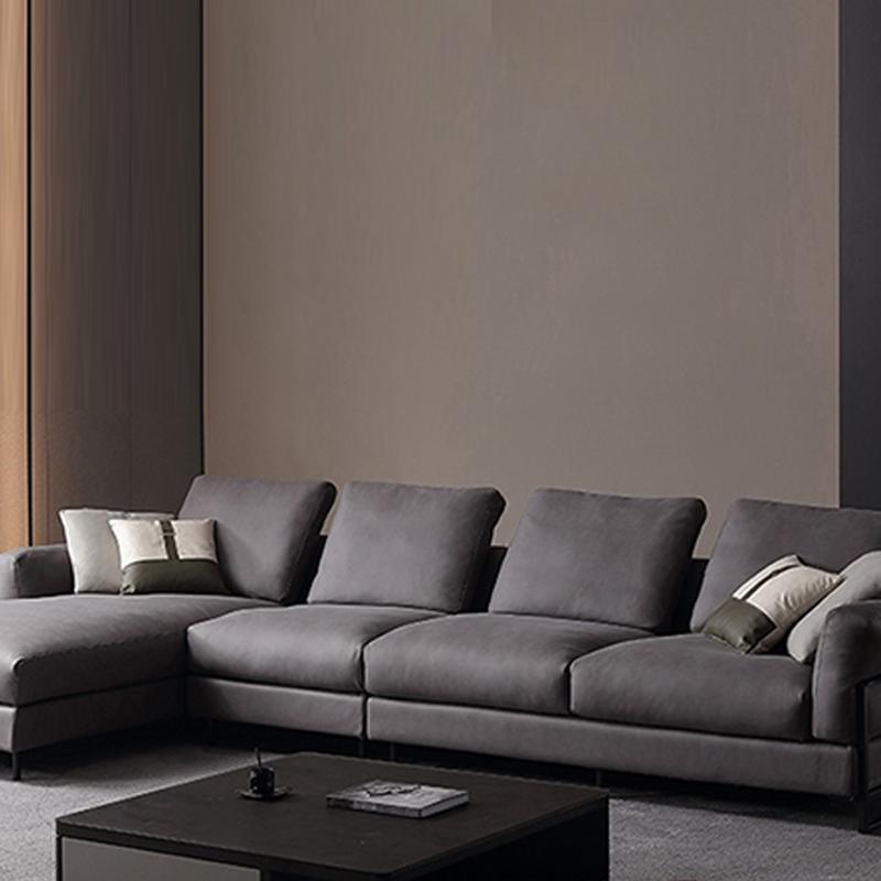 H92 Grey Four Seater Corner Sofa, Real Leather, Multiple Color | Weilai Concept