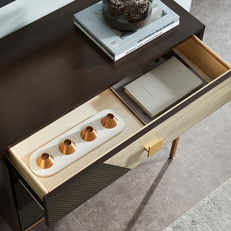 IS9123 Storage Sideboard, Oak & Gold | Weilai Concept