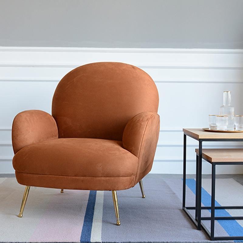 Juno Armchair, Brown Velvet | Weilai Concept