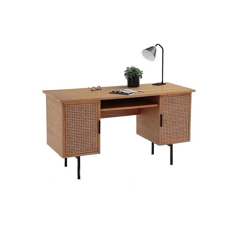 Lindy Rattan Office Desk, Oak | Weilai Concept