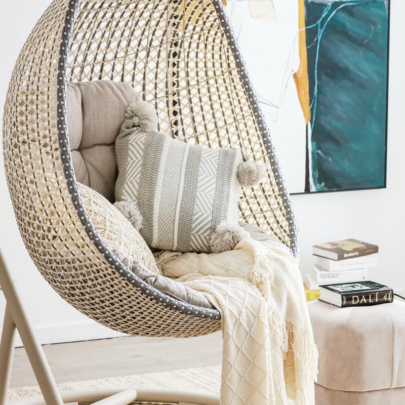 Sutton Garden Rattan Hanging Egg Chair with Stand, Indoor/ Outdoor Furniture | Weilai Concept